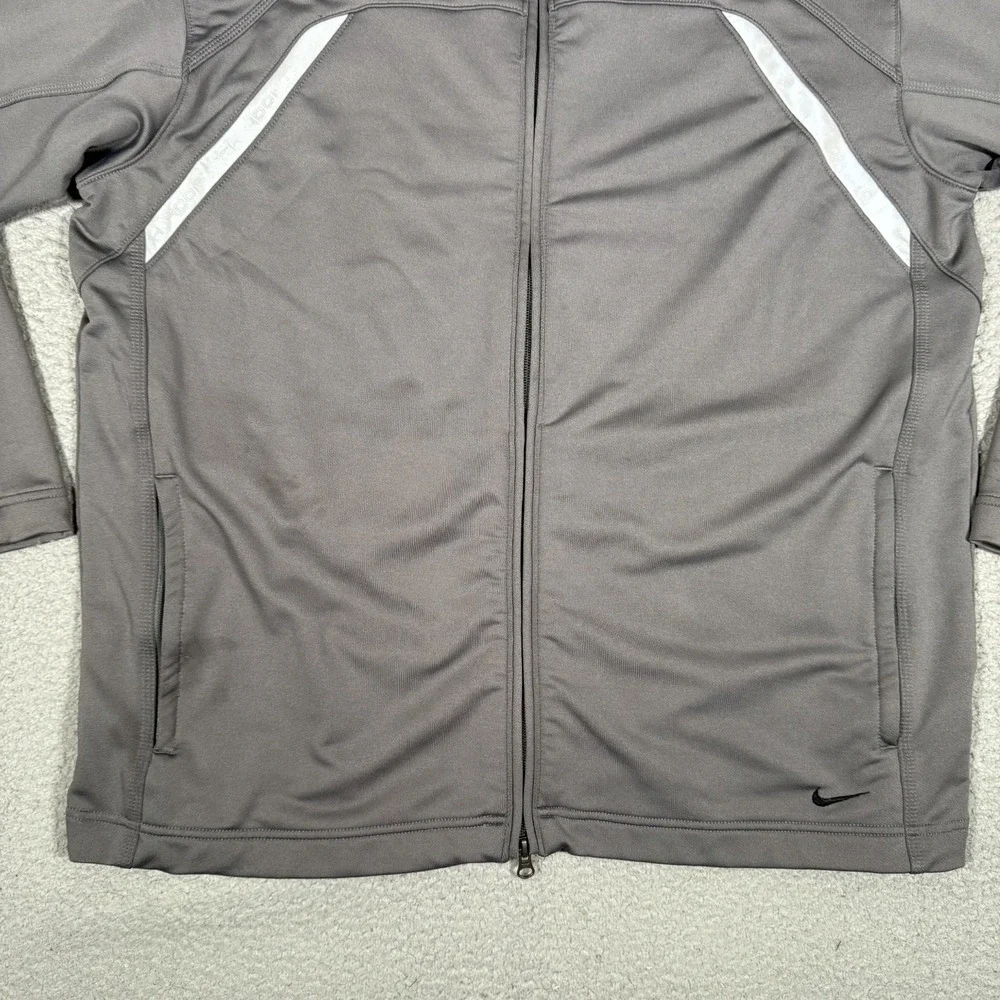 Nike Track Jacket Mens Large‎ Gray Hooptec Full Zip Basketball Pockets Warm Up